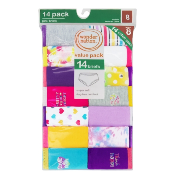 14-Pack Wonder Nation Girl's Brief Panties| 4 | Multi - Picture 2 of 16